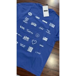 LSKD Grid FLXCotton Oversized Tee Power Cobalt Blue Mens Large NEW NWT